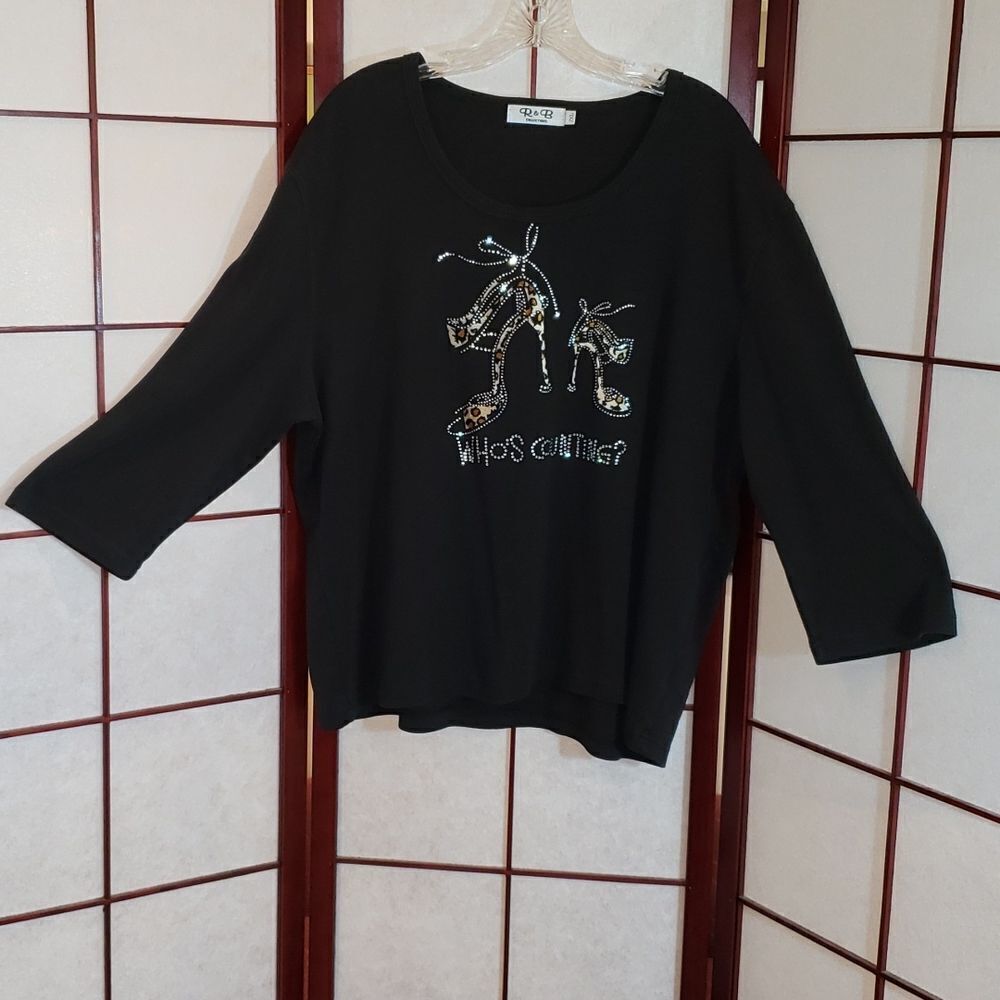 R&B Collections Leopard Rhinestone Top